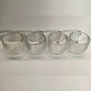 Vintage 1970s Nestle Nescafe World Globe Etched Clear Glass Coffee Mugs